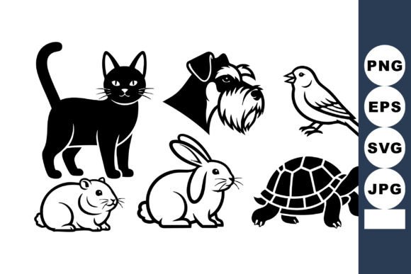 Black Animal Silhouettes Vector for Embroidery