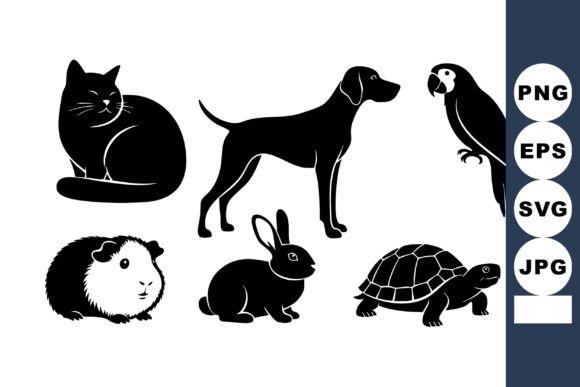 Black Silhouette Domestic Animals
