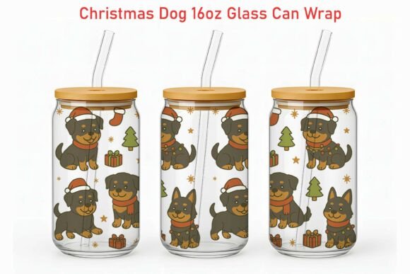 Christmas Rottweiler 16oz Glass Can Wrap: A Designer's Review