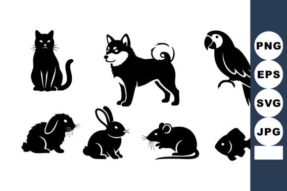 Common Pets Silhouettes Vector