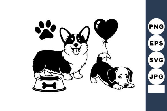 Corgi Dachshund Love Clipart