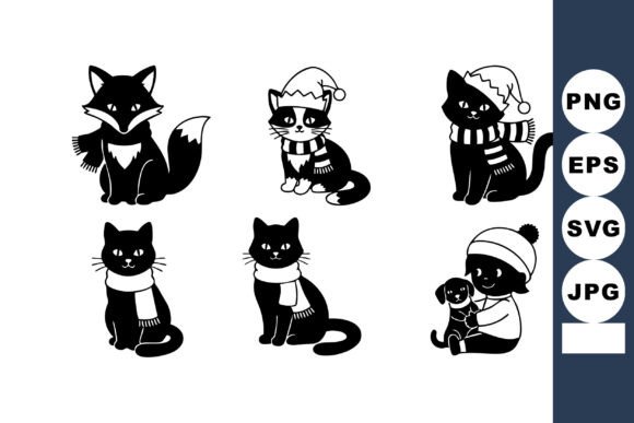 Cute Black Fox Cats Winter Hats