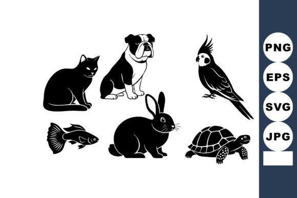 Domestic Animal Silhouettes Vector