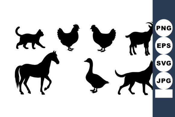 Farm Animal Silhouettes Vector