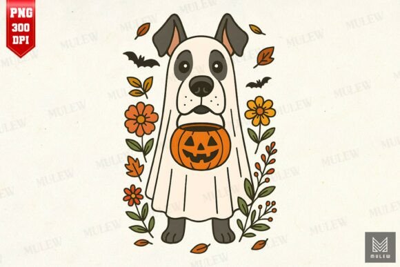 Halloween Great Dane Flowers PNG