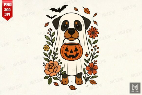 Halloween Rottweiler With Flowers: A Designer’s Take