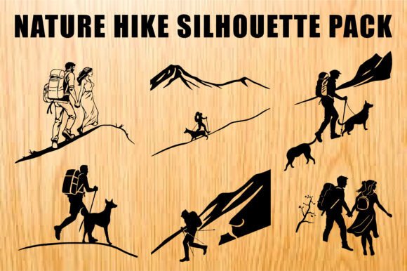 Hiking Vector Silhouette Set – Real Talk for Embroidery Use