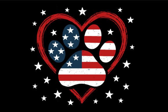 Patriotic Paw Print Heart Design