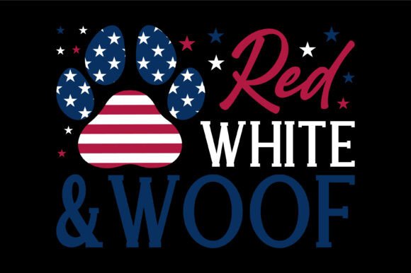 Patriotic Red White Woof Design