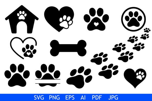 Paw Print Love Vector Bundle