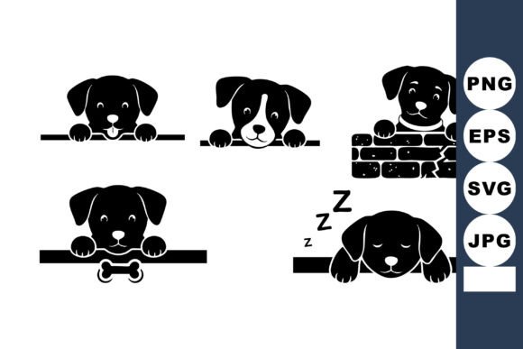 Playful Puppy Silhouettes Vector