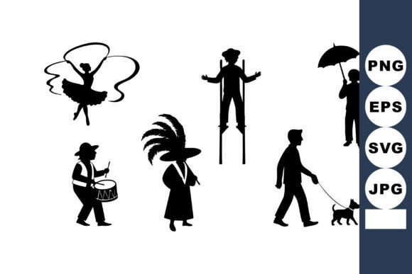 Silhouettes People Dancing Playing Drums