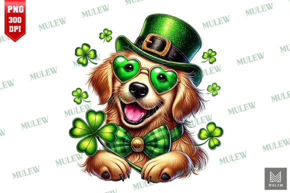 St Patrick's Day Golden Retriever PNG Review