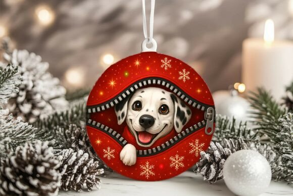 Xmas Zipper Chihuahua Circle Ornament