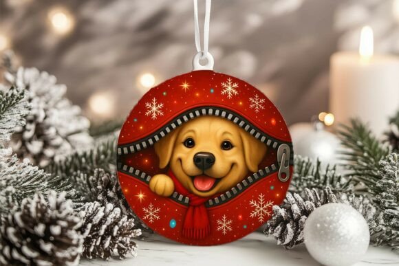 Xmas Zipper Golden Retriever Ornament