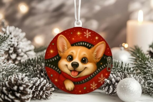 Xmas Zipper Maltese Circle Ornament PNG