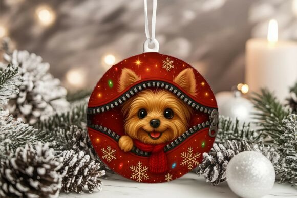 Xmas Zipper Yorkshire Terrier Ornament